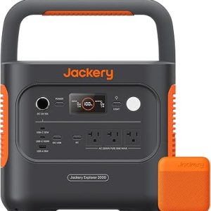 jackery explorer 2000 v2 portable power station with ac charging cable, 2040wh lfp home backup battery, 2200w ac output, solar generator for emergencies, power outages, camping(solar panel optional)