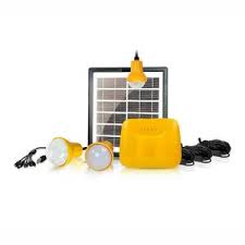 portable solar energy lighting system with fm radio & led bulbs