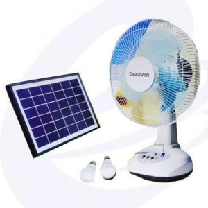 duravolt 12 inches rechargeable table fan with solar panel/2 bulbs| drf 12ts